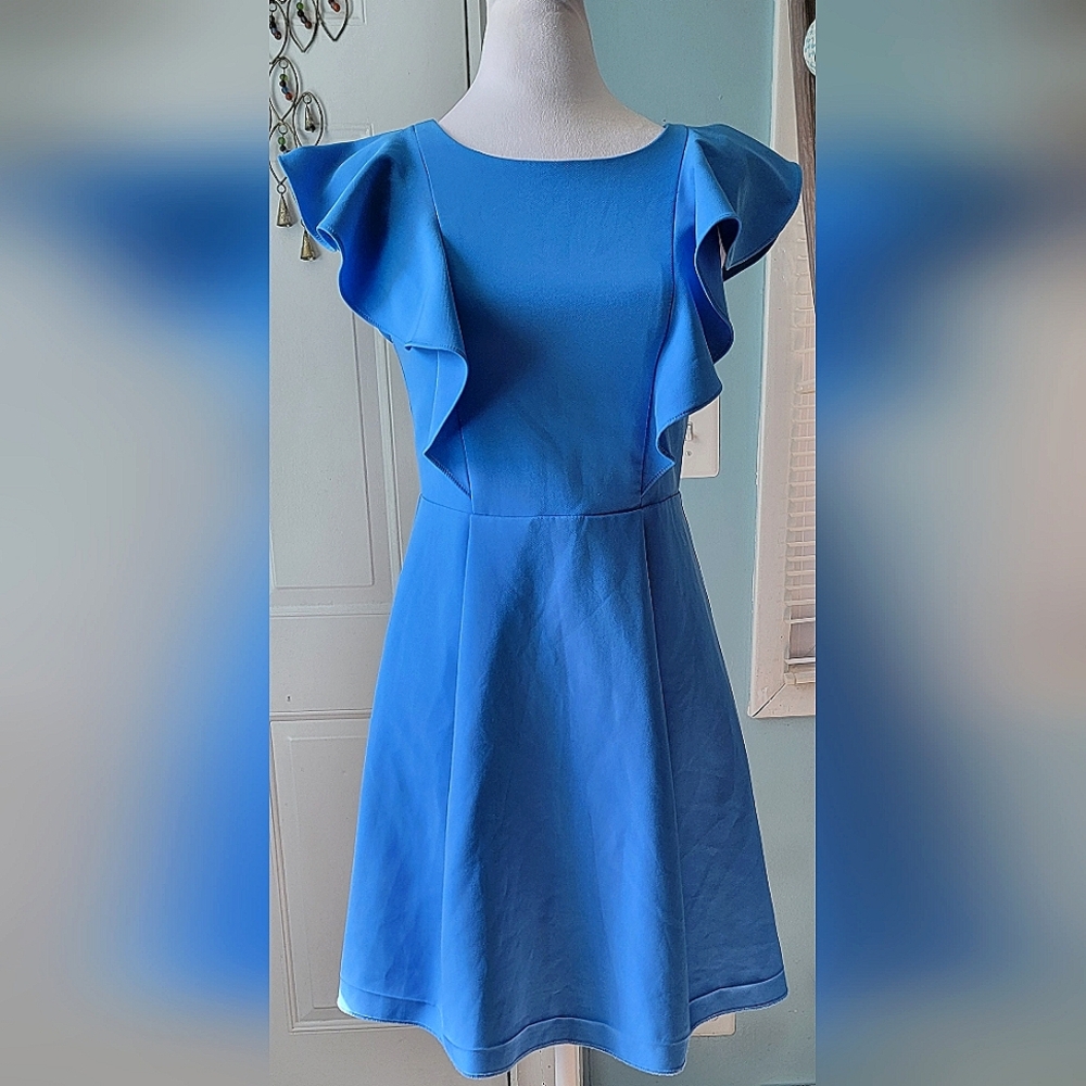 Milly Minis Blue Ruffle Sleeve Dress